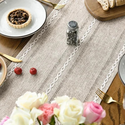 Brown Rustic Cotton Linen Table Runner – Seasonal Embroidered Hollow Design for Kitchen, Dining Table, Home Party & Farmhouse Decorations | Wayfair North America