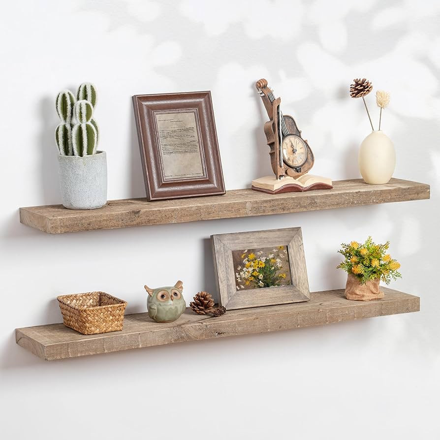 Floating Shelves | 8" Deep Rustic Reclaimed Barnwood Wall Hanging Shelves with Invisible Heavy-Du... | Amazon (US)