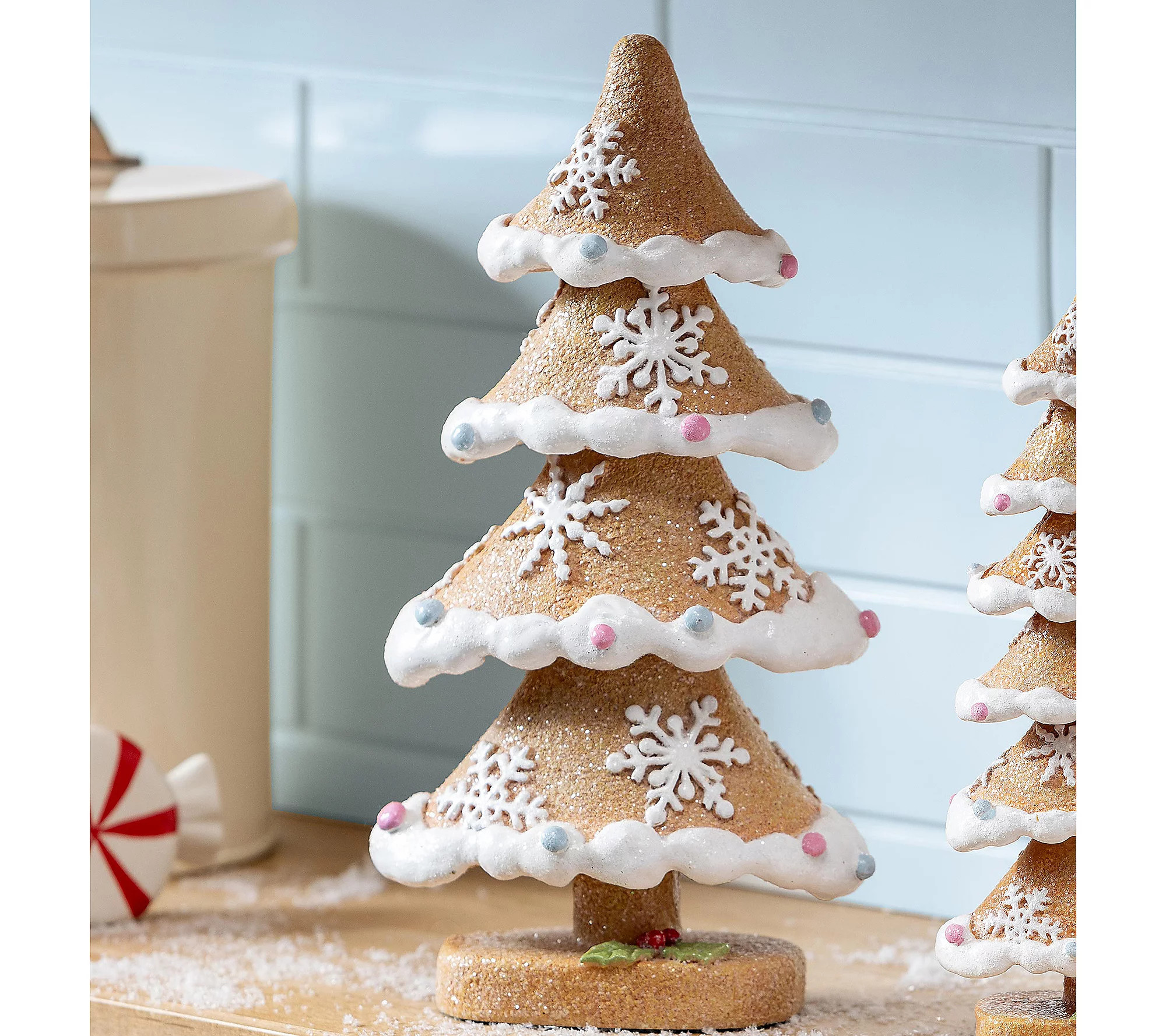 Evergreen Set of 2 Resin Gingerbread Trees Tabl e Decor | QVC