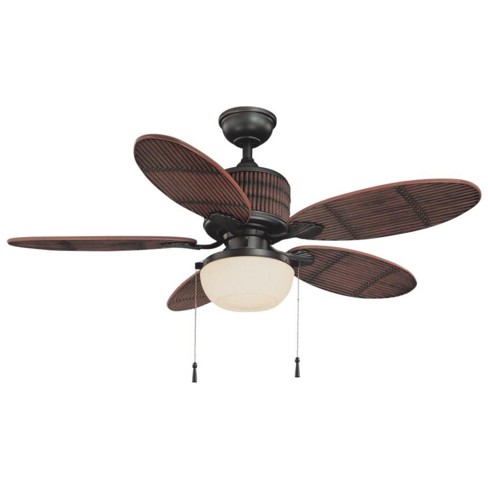 Tahiti Breeze 52 in. LED Indoor/Outdoor Natural Iron Ceiling Fan with Mahogany Bamboo Accents | The Home Depot