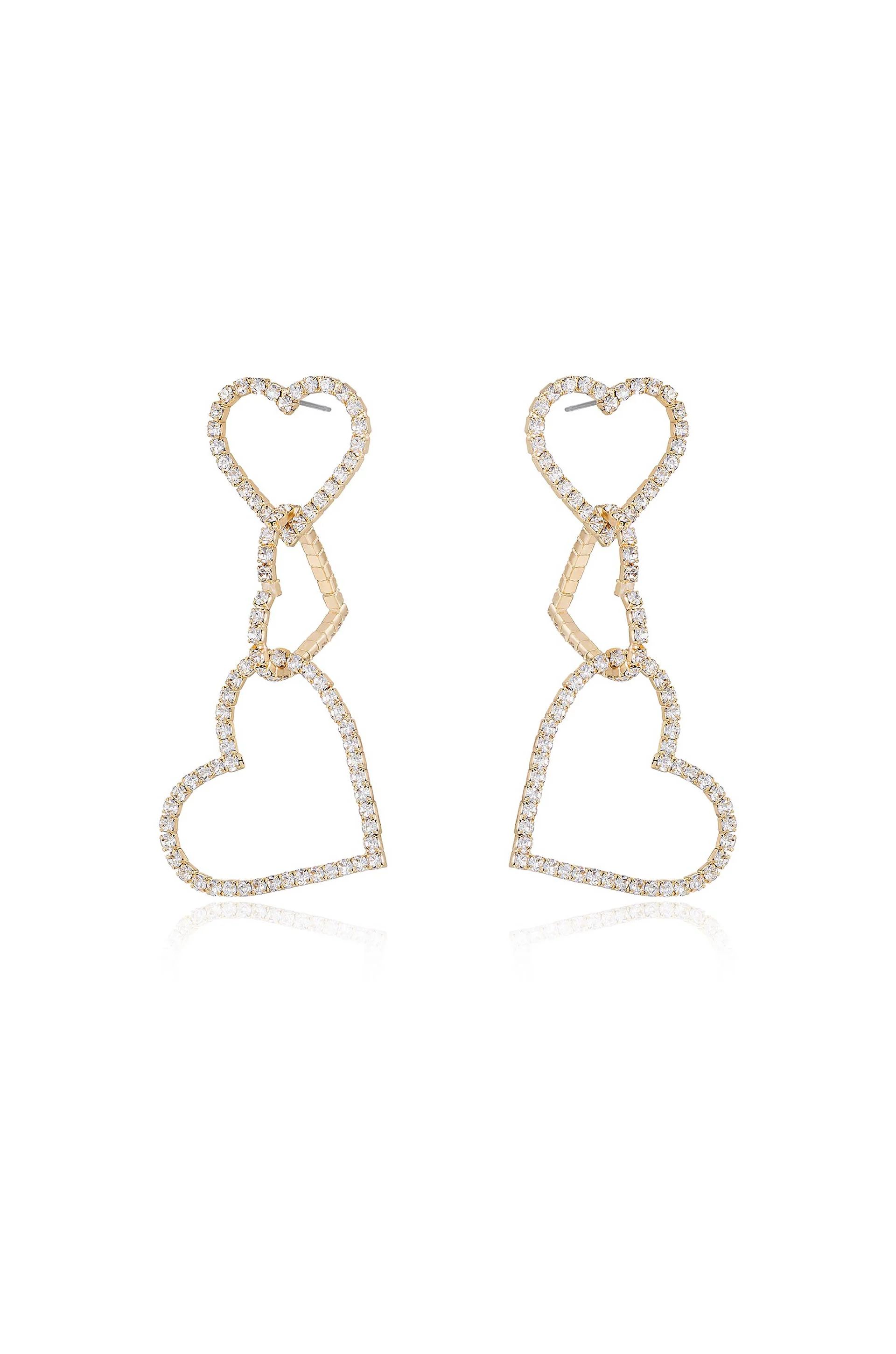 Heart On Sleeve 18k Gold Plated Crystal Earrings | Ettika