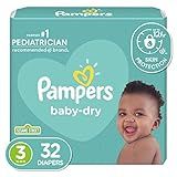 Diapers Size 3, 32 Count - Pampers Baby Dry Disposable Baby Diapers, Jumbo Pack | Amazon (US)