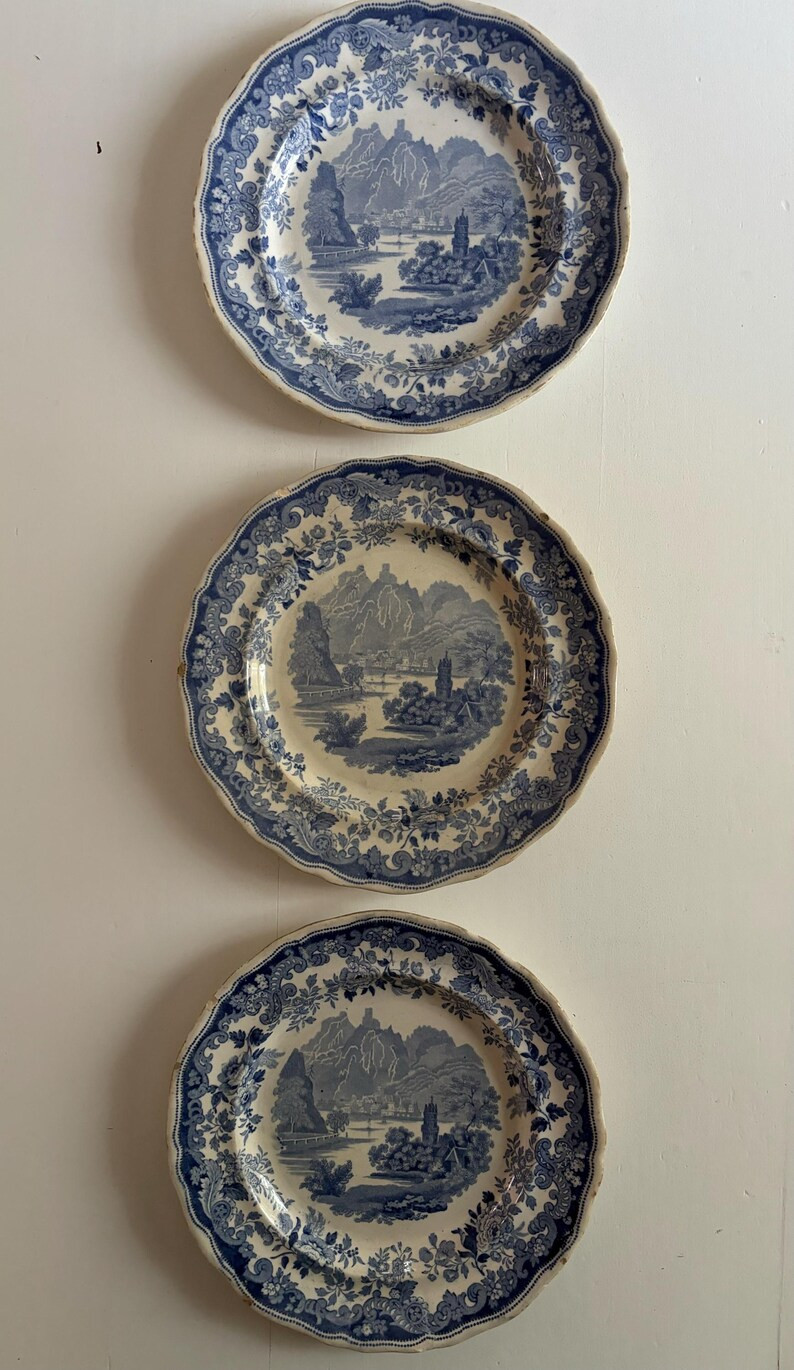 3 Staffordshire Blue and White Davenport Plates C1850s - Etsy | Etsy (US)