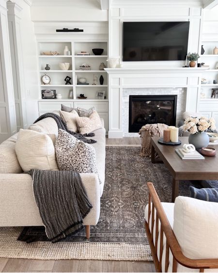 McGee & co. Bench Sofa I will have forever! Kid and pet friendly! Also, This moody rug and dark accents have me swooning! One of my favorite Loloi rugs!

#sofa #mcgee&co #arearug #loloi #livingroom 

#LTKfamily #LTKstyletip #LTKhome