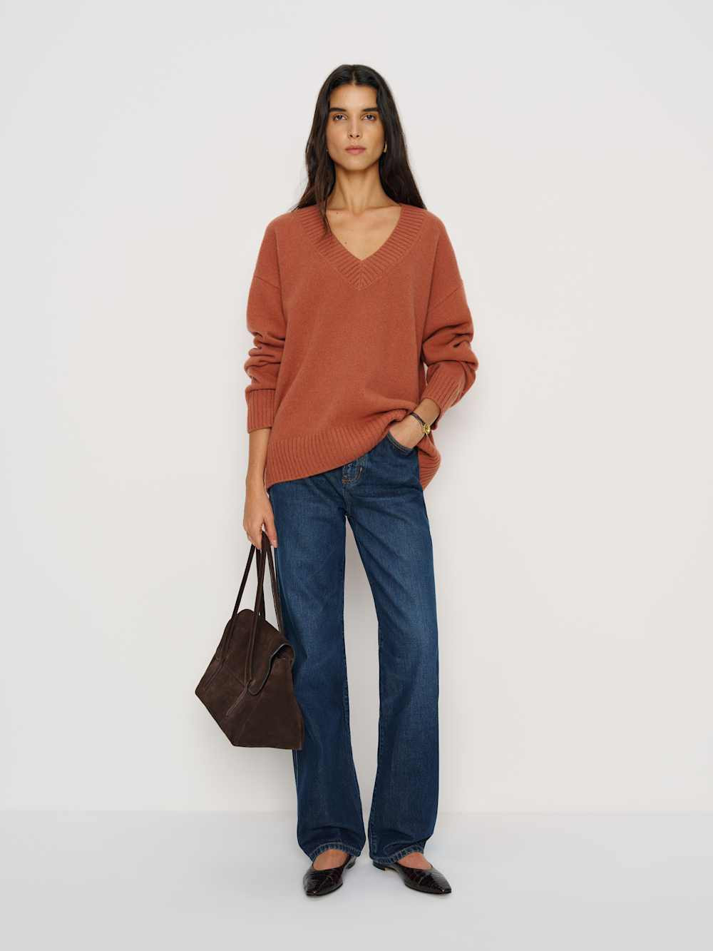 Jadey Cashmere Oversized V-neck Sweater | Reformation (Global)