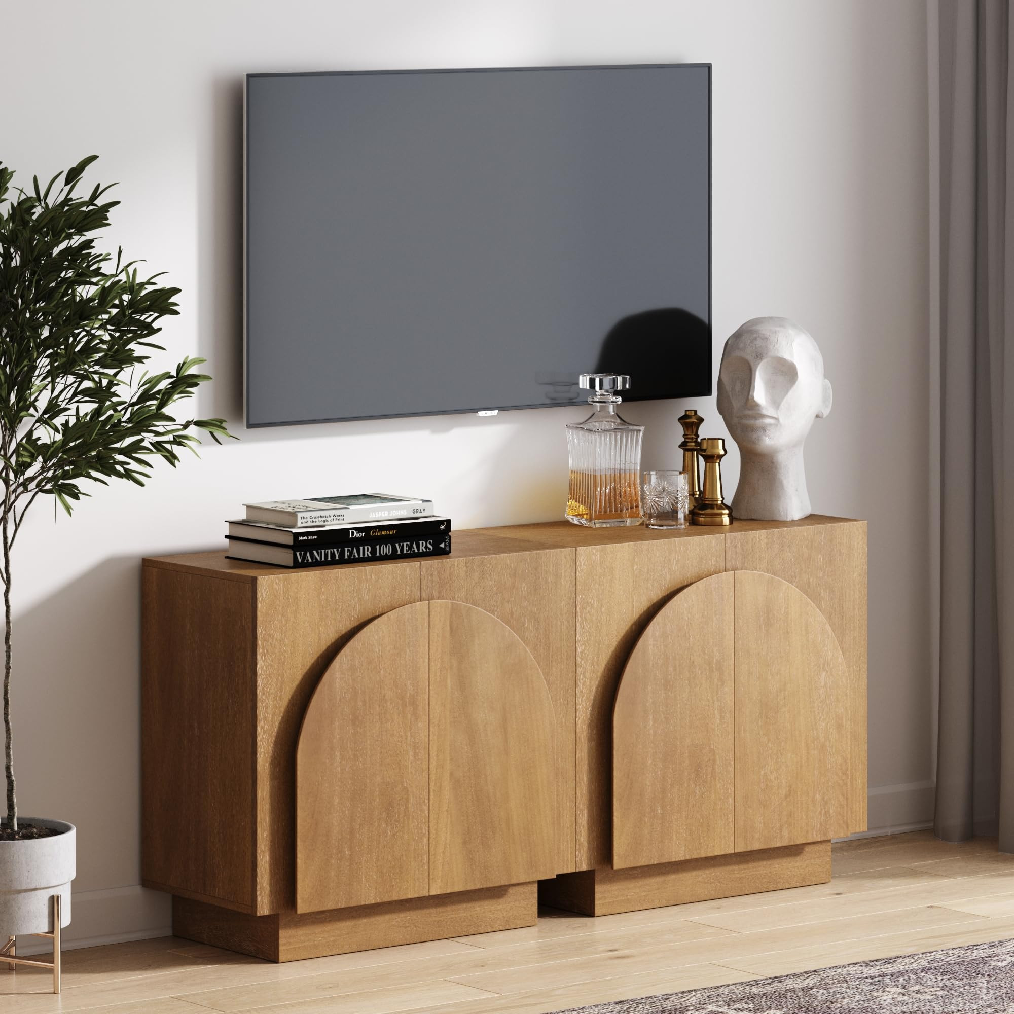 Nathan James Iris Mid-Century Modern Wood Accent Cabinet Sideboard Credenza TV Stand with Arched ... | Amazon (US)