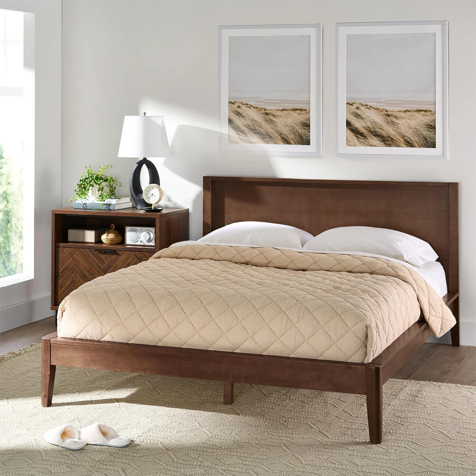 Better Homes & Gardens Ezra No Tool Bed, Queen, Walnut Finish | Walmart (US)