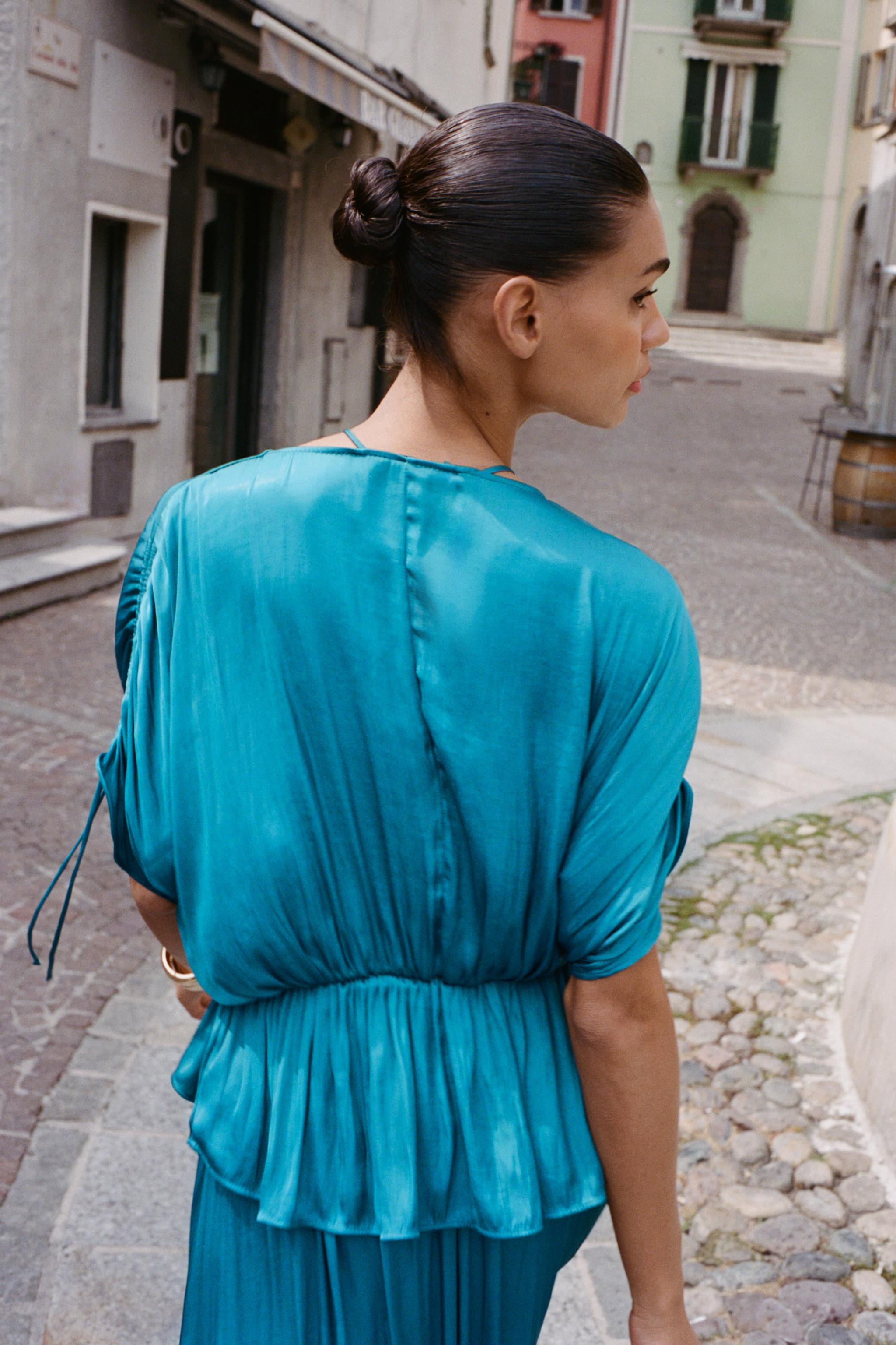 RUCHED SATIN EFFECT BLOUSE | Zara US