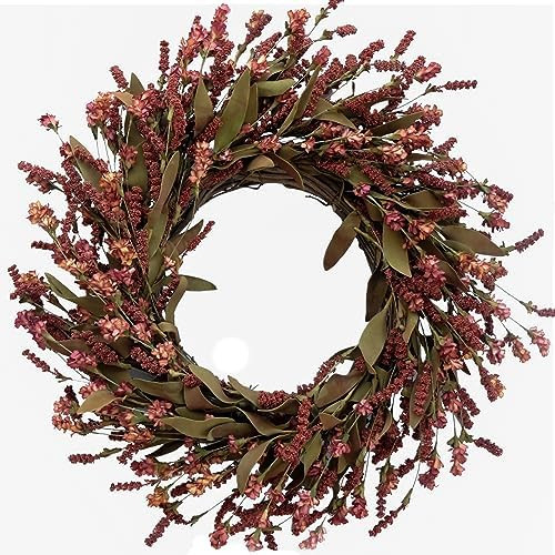 TEMPUS 20" Fall Artificial Burgundy Flower String Wreath Fall Burgundy Harvest Wreath Front Door ... | Amazon (US)