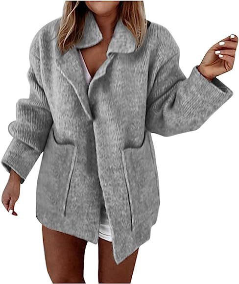 DXSBB Women's Solid Color Hooded Open Front Loose Stitch Batwing Sleeve Cardigan Knit Oversized Sher | Amazon (CA)