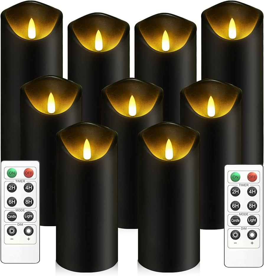 Flickering Flameless Candles, Battery Operated Acrylic LED Pillar Candles with Remote Control and... | Amazon (US)