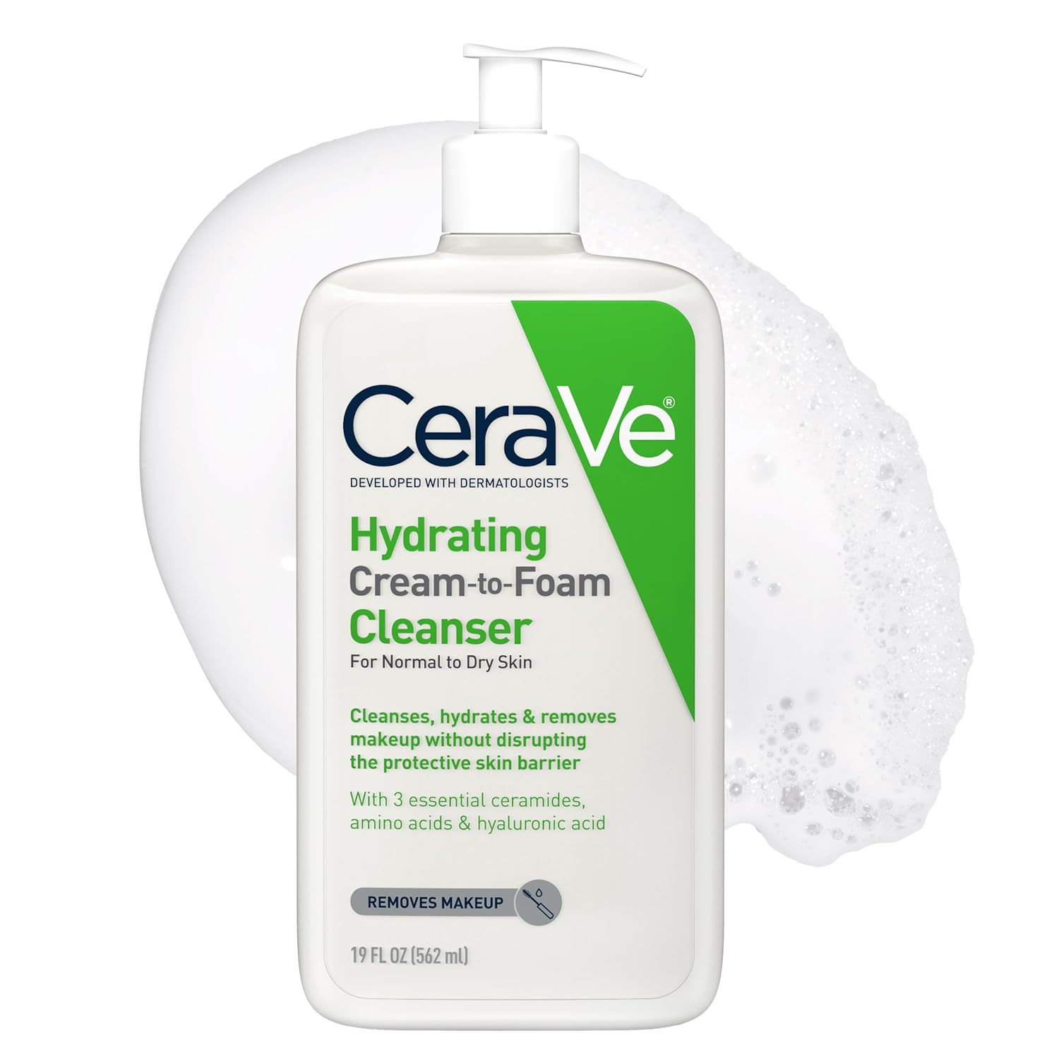 CeraVe Hydrating Cream To Foam Cleanser, Gentle Face Cleanser, 19oz | Amazon (US)