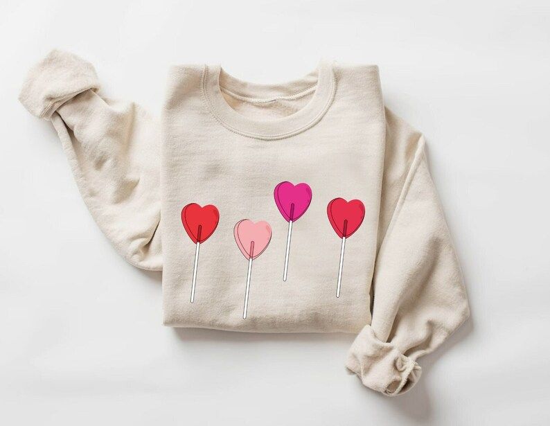 Candy Heart Sweatshirt, Heart Sucker Sweatshirt, Valentines Day Sweatshirt, Cute Valentines Sweat... | Etsy (US)