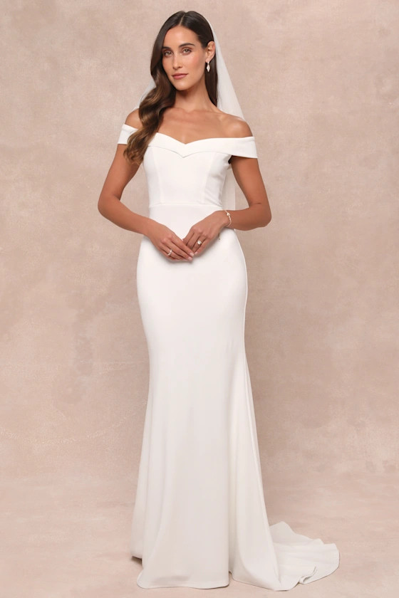 Arienne White Off-the-Shoulder Mermaid Maxi Dress | Lulus