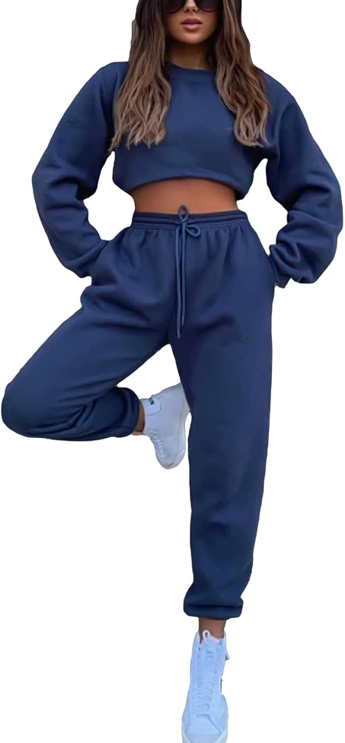 Women's Pullover Tracksuit Fleece Sweatshirt Jogging Pants 2 Pieces Sweatsuits | Amazon (US)