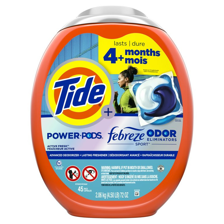 Tide Power PODS with Febreze Laundry Detergent Packs, Sport Odor Defense, 45 Count | Walmart (US)