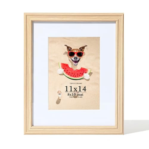 TKYGU 11x14 Picture Frame Wooden with Real Glass for Wall, Display 8x10 Picture with Mat or 11x14 without,Art Poster Frame,Perfect for Home Décor Gifts | Amazon (US)