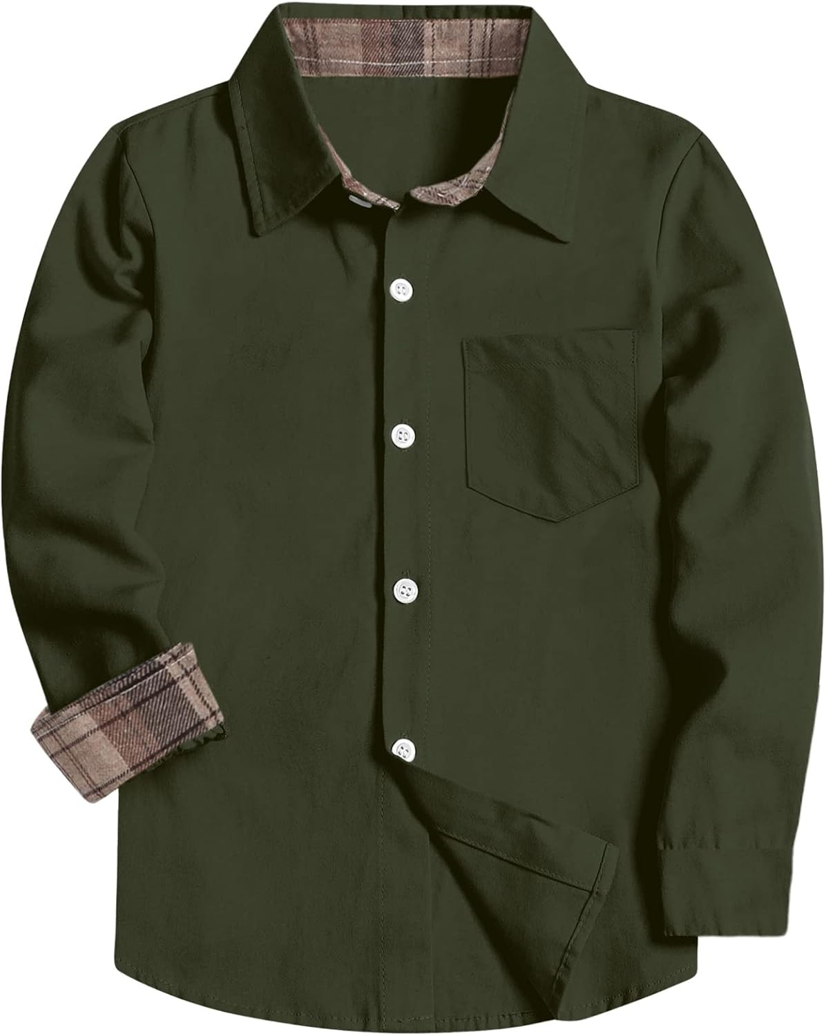 SANGTREE Men & Boys Long Sleeve Cotton Button Down Shirt with Pocket | Amazon (US)
