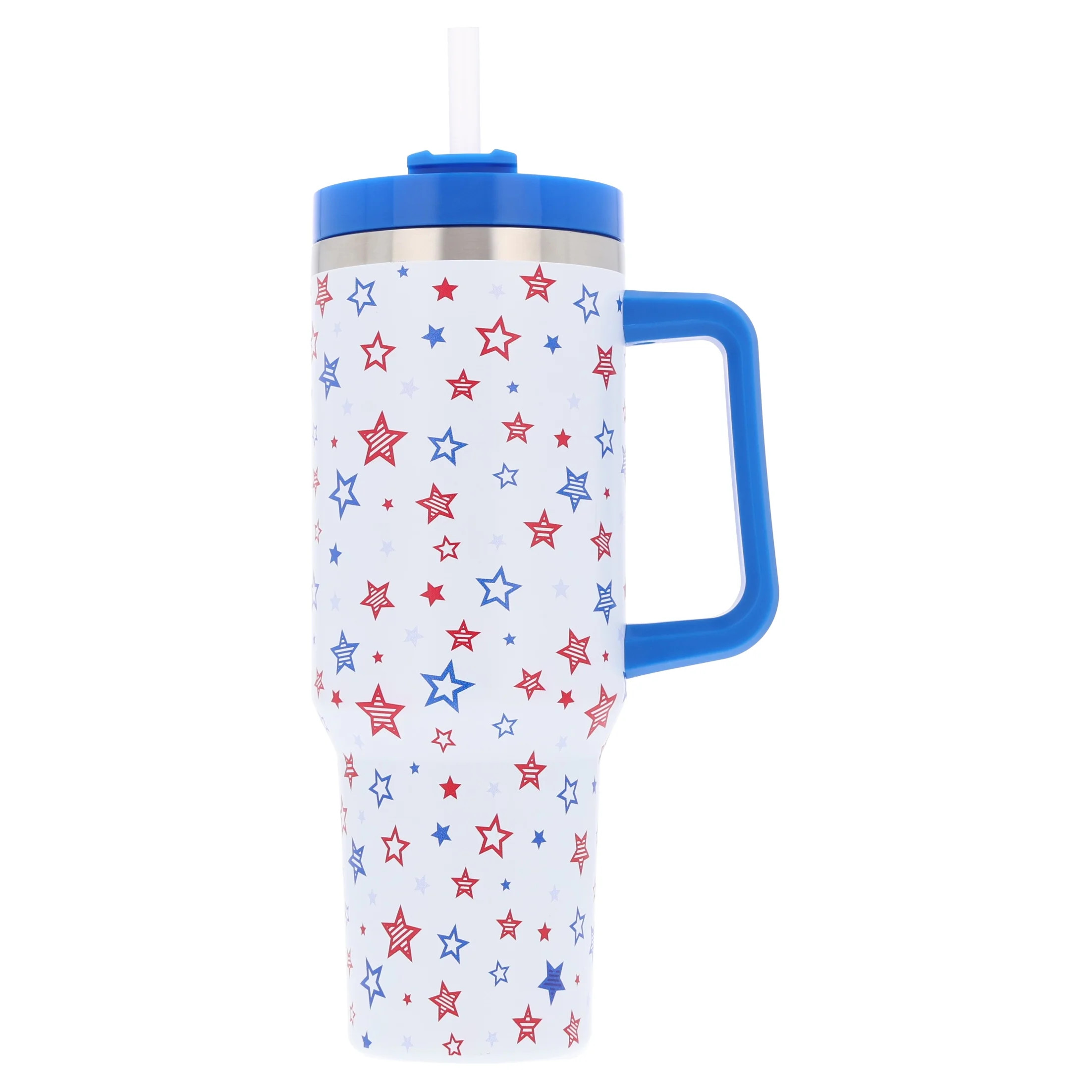 Way To Celebrate 40 oz Patriotic Stainless Steel Star Tumbler with Straw | Walmart (US)