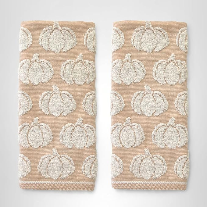 SKL Home Autumn/Fall/Thanksgiving Pumpkin Jacquard 100% Cotton Reversible 2pc Hand Towel Set, Sof... | Amazon (US)