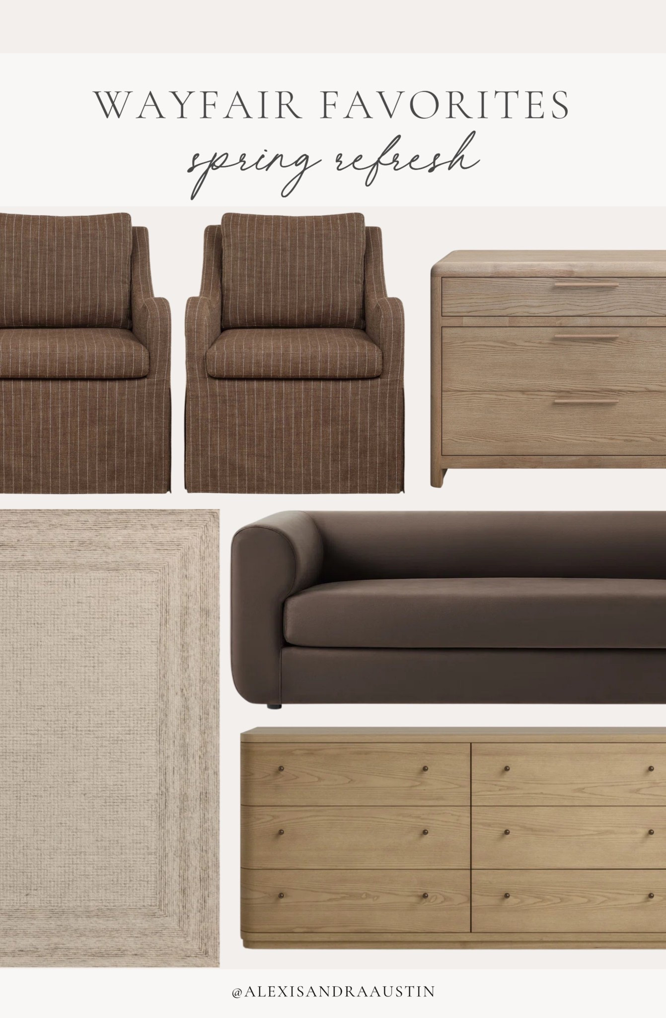 Rounding up my favorite quality, neutral home finds with @Wayfair for a collected style spring refresh. From moody upholstered seating to a timeless, curved-edge dresser, curate a space you’ll love that elevates the space with every season. 

#Wayfair #Wayfairpartner #ad

Home finds, neutral home inspo, furniture favorites, neutral wood tones, accent chair, moody furniture, light oak dresser, nightstand details, sofa details, neutral area rug, Wayfair partner, spring refresh, bright and airy, dark and moody, living room refresh, bedroom refresh, shop the look!

#LTKSeasonal #LTKHome