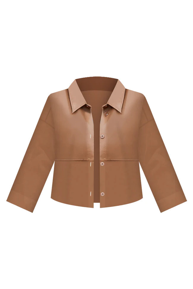 Kiss Me Goodbye Brown Faux Leather Shacket FINAL SALE | Pink Lily