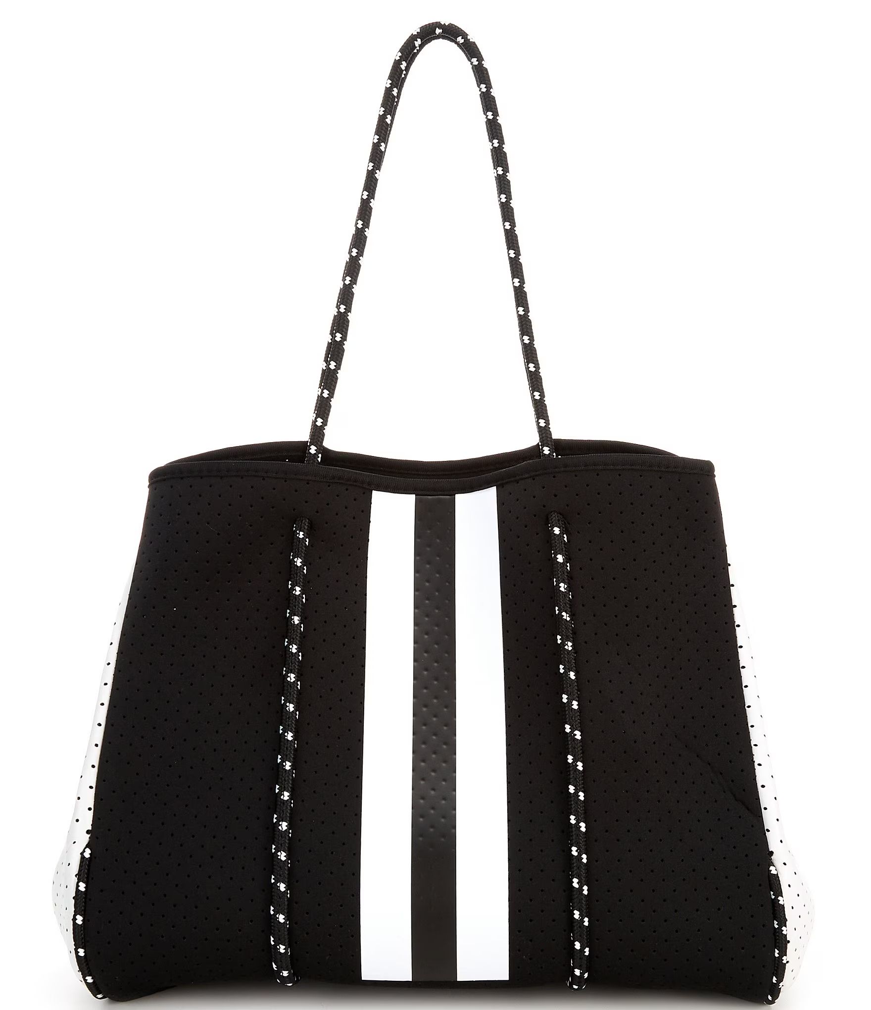 Black and White Stripe Neoprene Tote Bag | Dillards