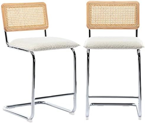 Amazon.com: ONEVOG Counter Height Chairs Rattan Counter Height Bar Stool Chairs Set of 2, Mid Cen... | Amazon (US)