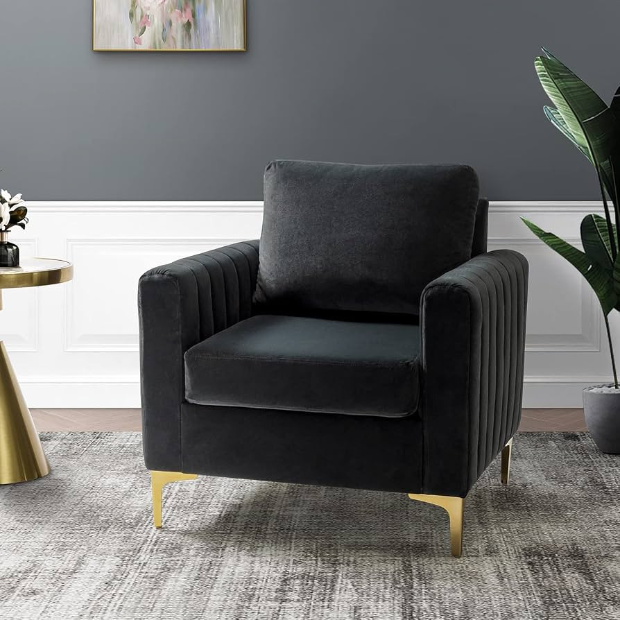 HULALA HOME Velvet Accent Club Chair, Modern Velvet Armchair Upholstered Accent Club Chair Sofa C... | Amazon (US)