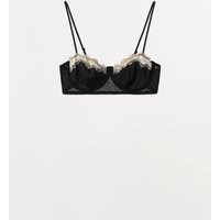 Zara - Contrast Lace Underwired Bra In Black - 38B - Woman | Zara UK
