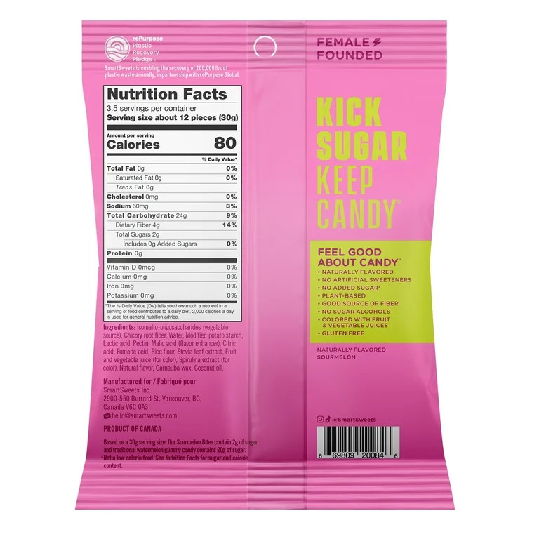 SmartSweets Sourmelon Bites Sour Candy, 3.5 oz Pouch | Walmart (US)