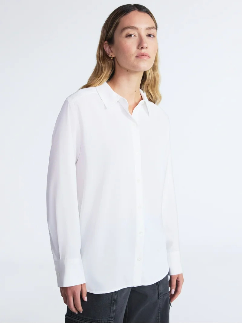 Scoop Women’s and Women’s Plus Chiffon Button Front Shirt, Sizes XS-4X | Walmart (US)