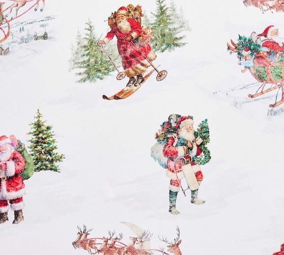 Nostalgic Santa Organic Percale Sheet Set | Pottery Barn (US)
