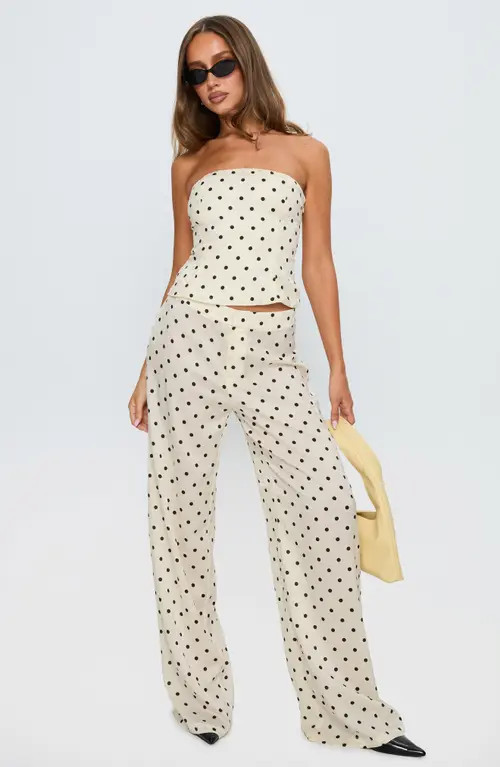 Princess Polly Powdered Sugar Polka Dot Strapless Top & Wide Leg Pants Set in Cream Polka at Nordstrom, Size 10 | Nordstrom