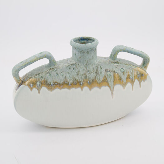 Green & White Ceramic Vase 20x33cm | TK Maxx