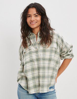 AE Oversized Pullover Flannel | American Eagle Outfitters (US & CA)