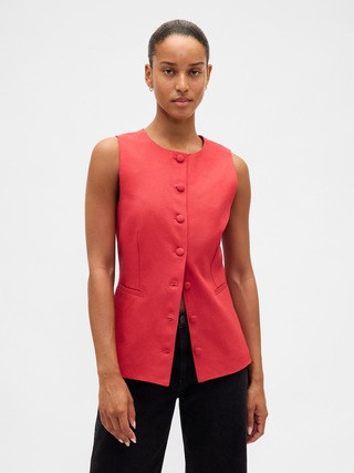 Linen-Blend Tie-Back Longline Vest | Gap | Gap (US)