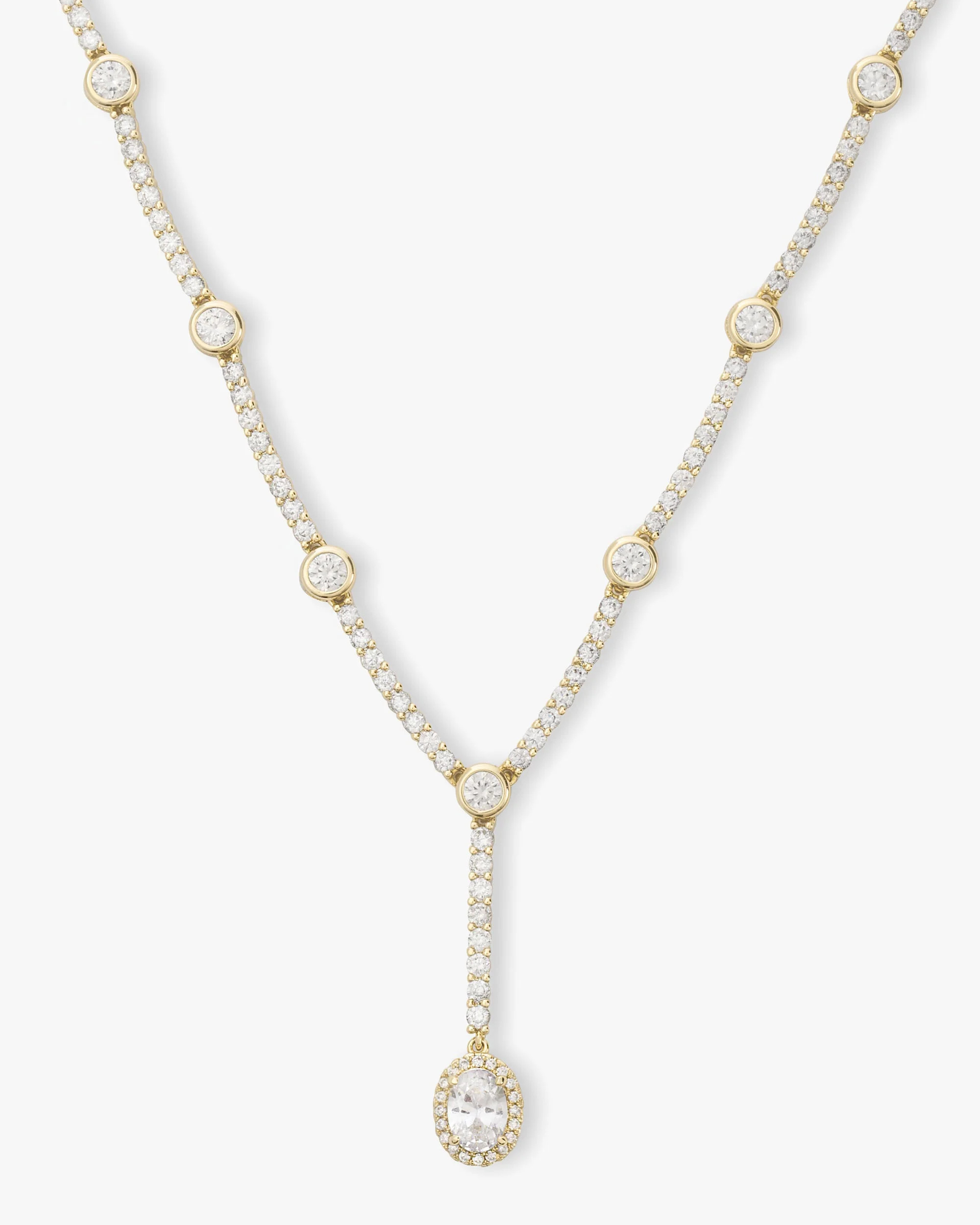 She's an Icon Lariat Necklace 16" - Gold|White Diamondettes | Melinda Maria Jewelry