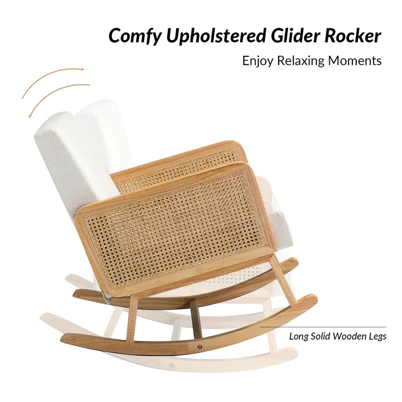 Adena Rocking Chair With Rattan Arms | Wayfair North America
