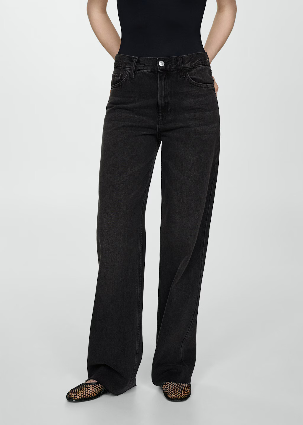High-waist wideleg jeans | MANGO (US)