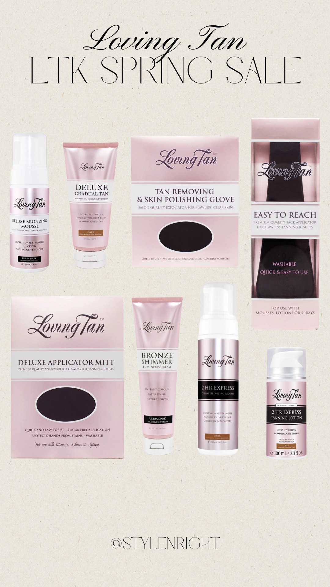 LTK Spring Sale: Loving Tan
Use code 15SPRING for 15% off through 3/18! 
Make sure to shop in the LTK app to get the exclusive code!! 

Loving tan, self tanner, women’s beauty, women’s beauty finds, tan, beauty essentials, tanning, LTK spring sale, spring sale 

#LTKBeauty #LTKSpringSale #LTKStyleTip