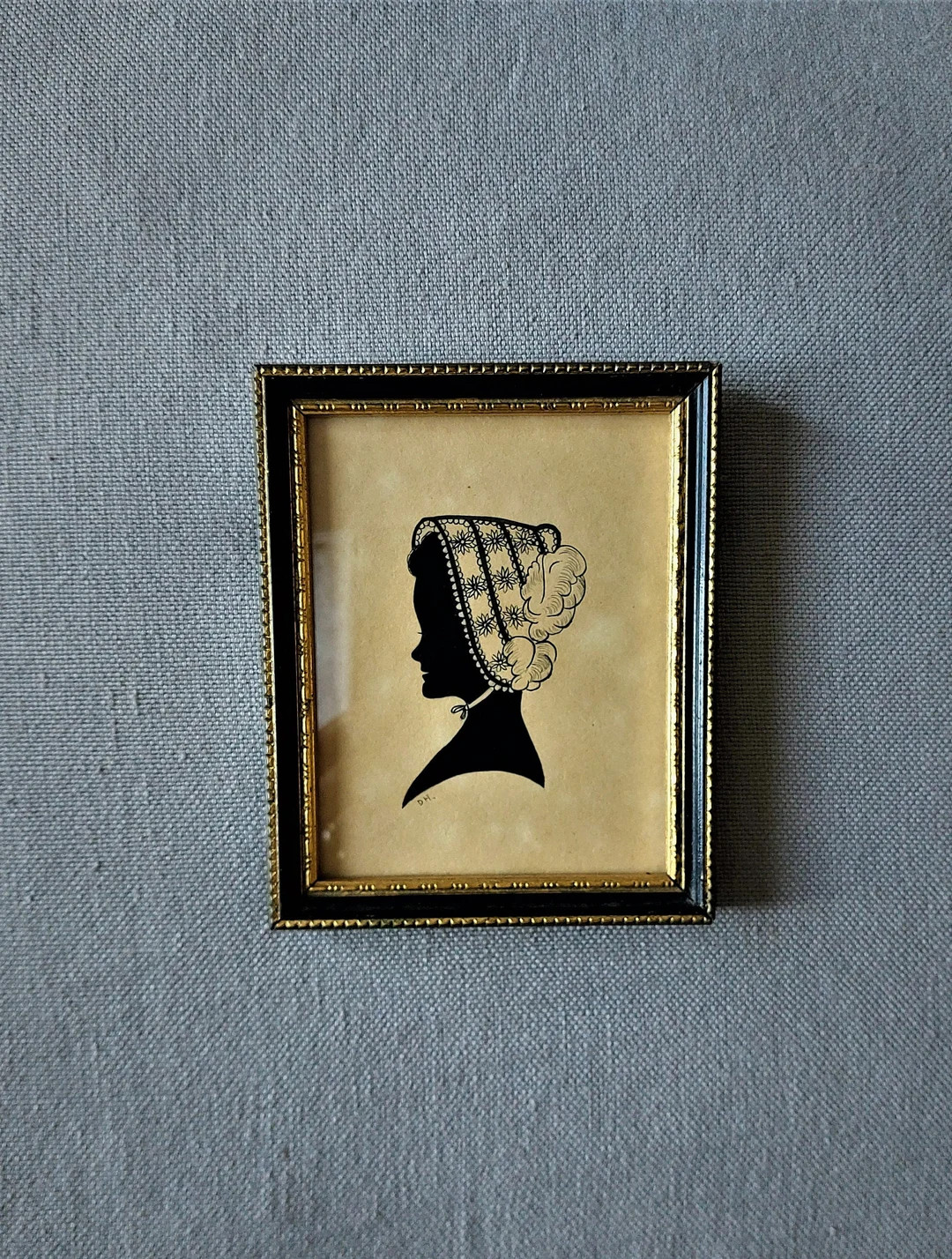 Antique Georgian / Regency Miniature Ink Silhouette Portrait of a Lady with Bonnet circa 1700/180... | Etsy (US)