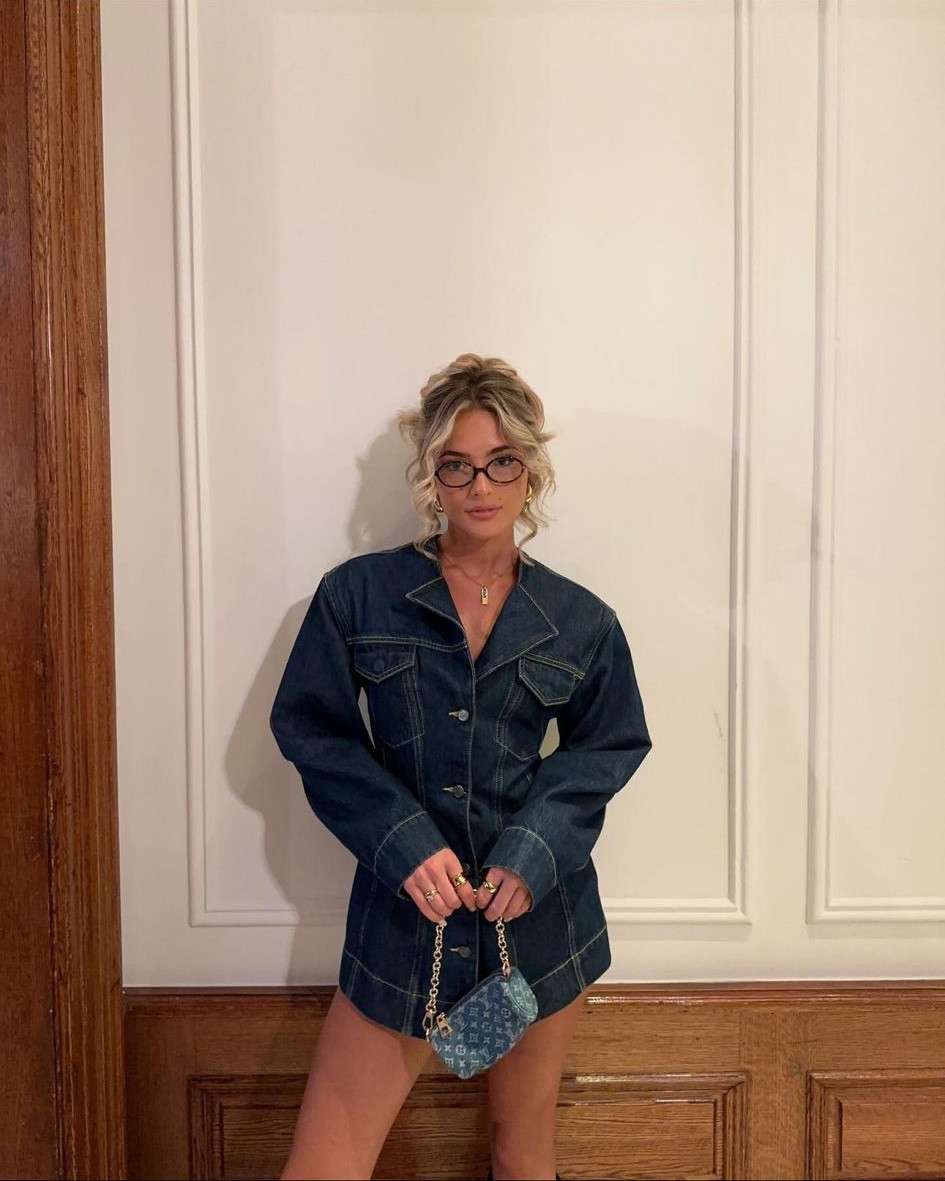 Denim jacket, Miu Miu sunglasses, Black boots, Denim bag, Going out, Outfit inspo, Denim look, Total denim 

#LTKstyletip #LTKuk #LTKeurope