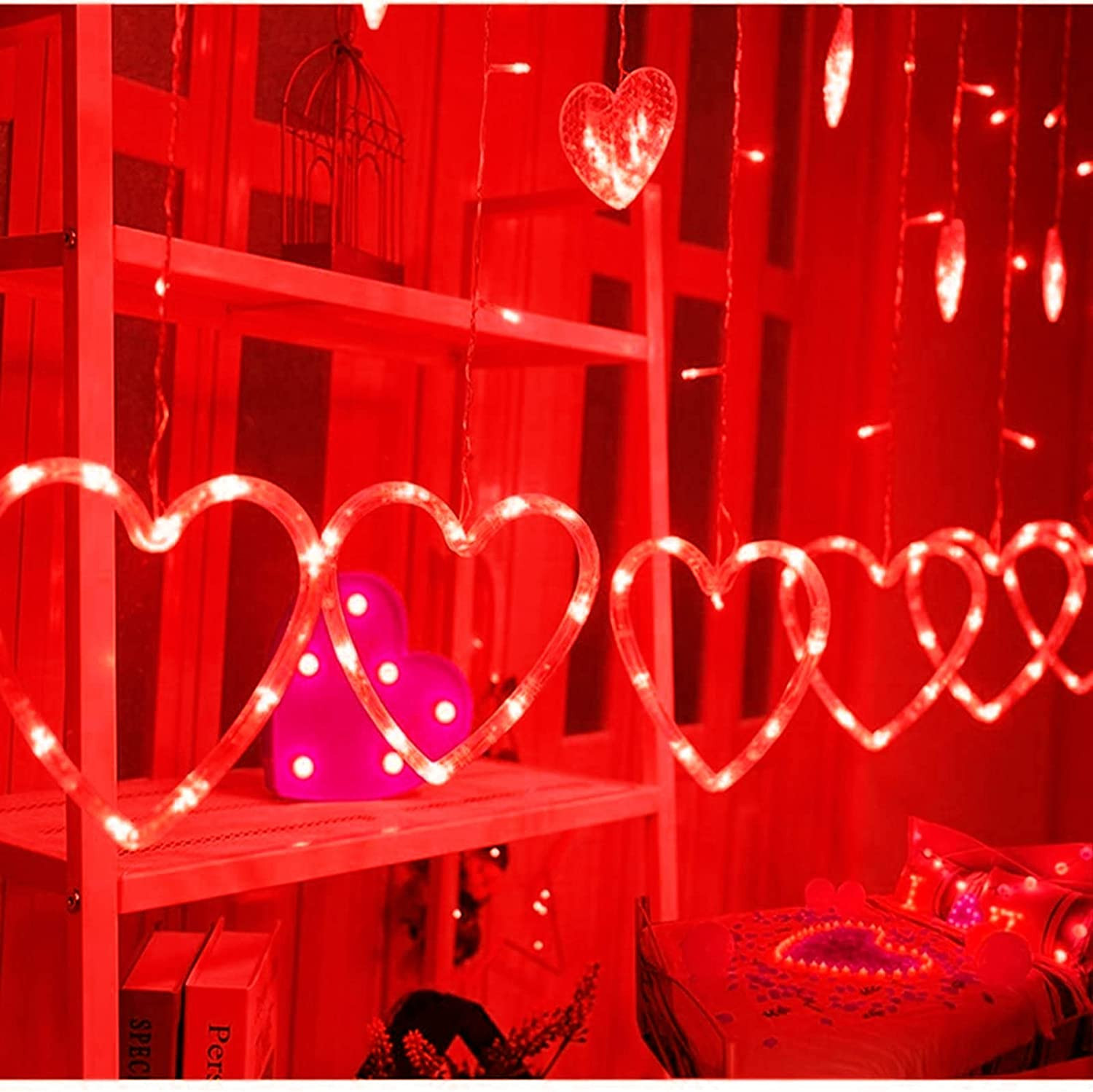 Efunly Valentines Day Decor Lights,138 LED 12-Heart-Shaped String Lights Waterproof,8 Modes Conne... | Amazon (US)