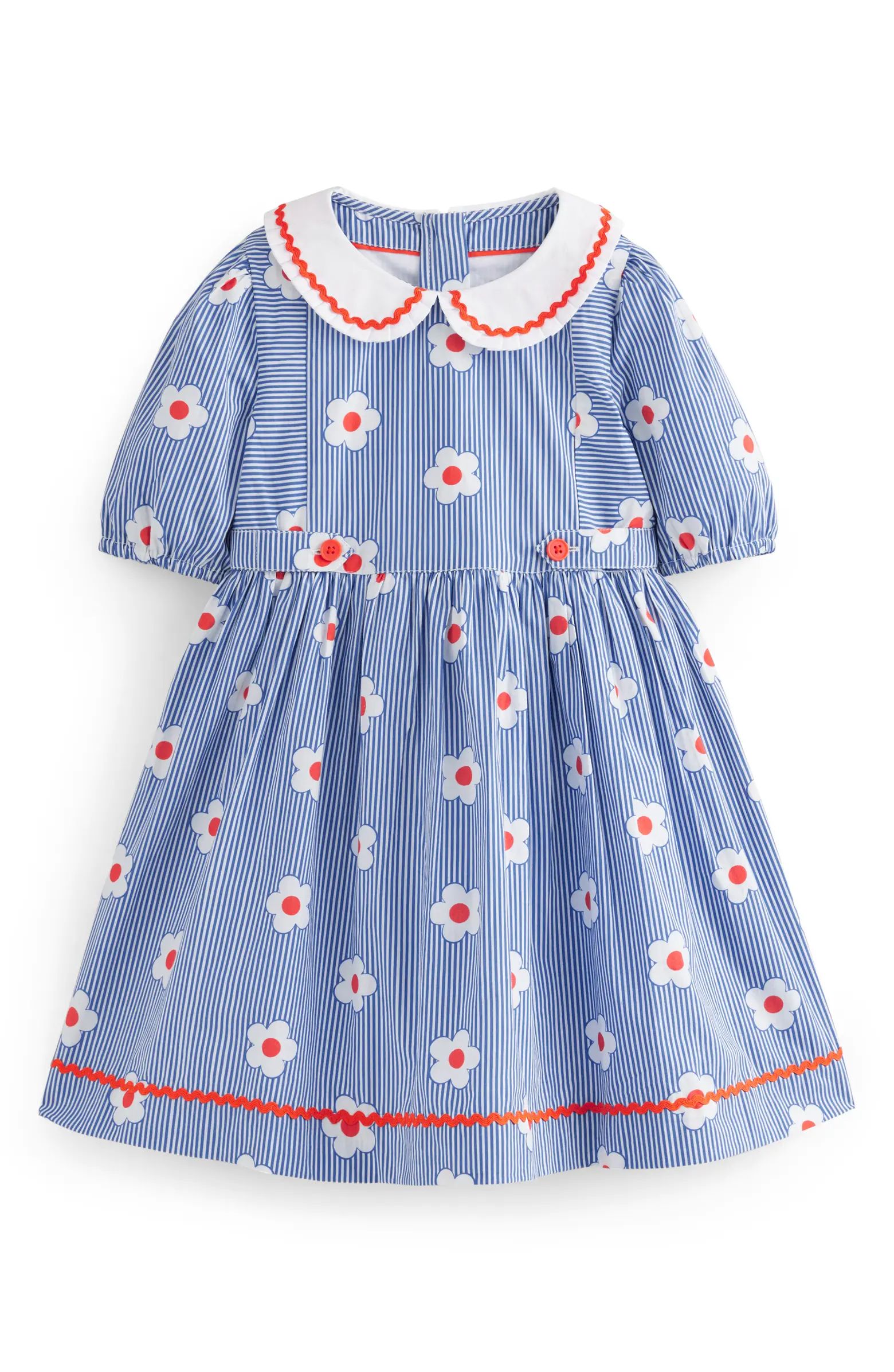 Kids' Floral Rickrack Trim Cotton Dress | Nordstrom
