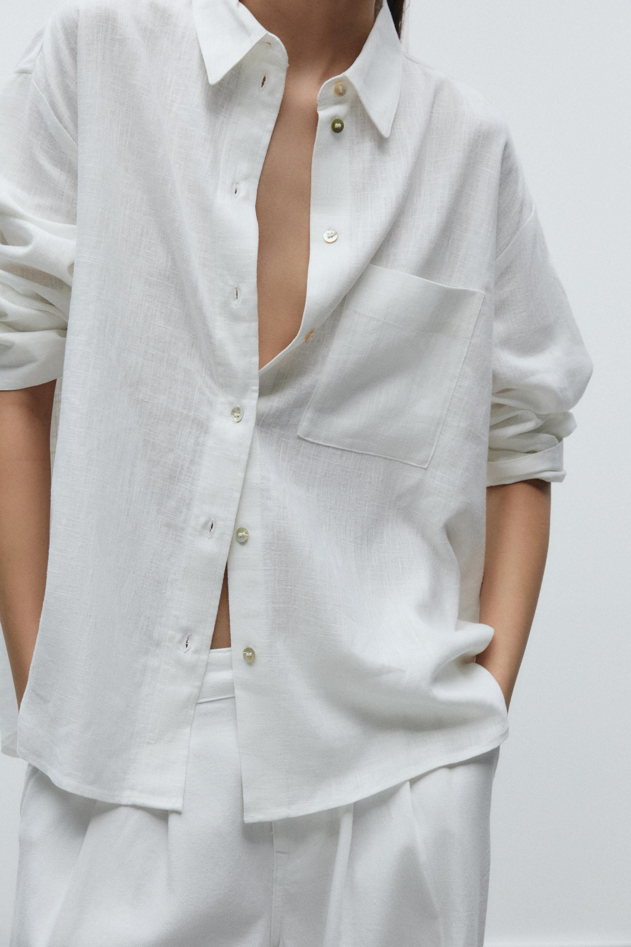 OVERSIZE LINEN BLEND SHIRT | Zara UK