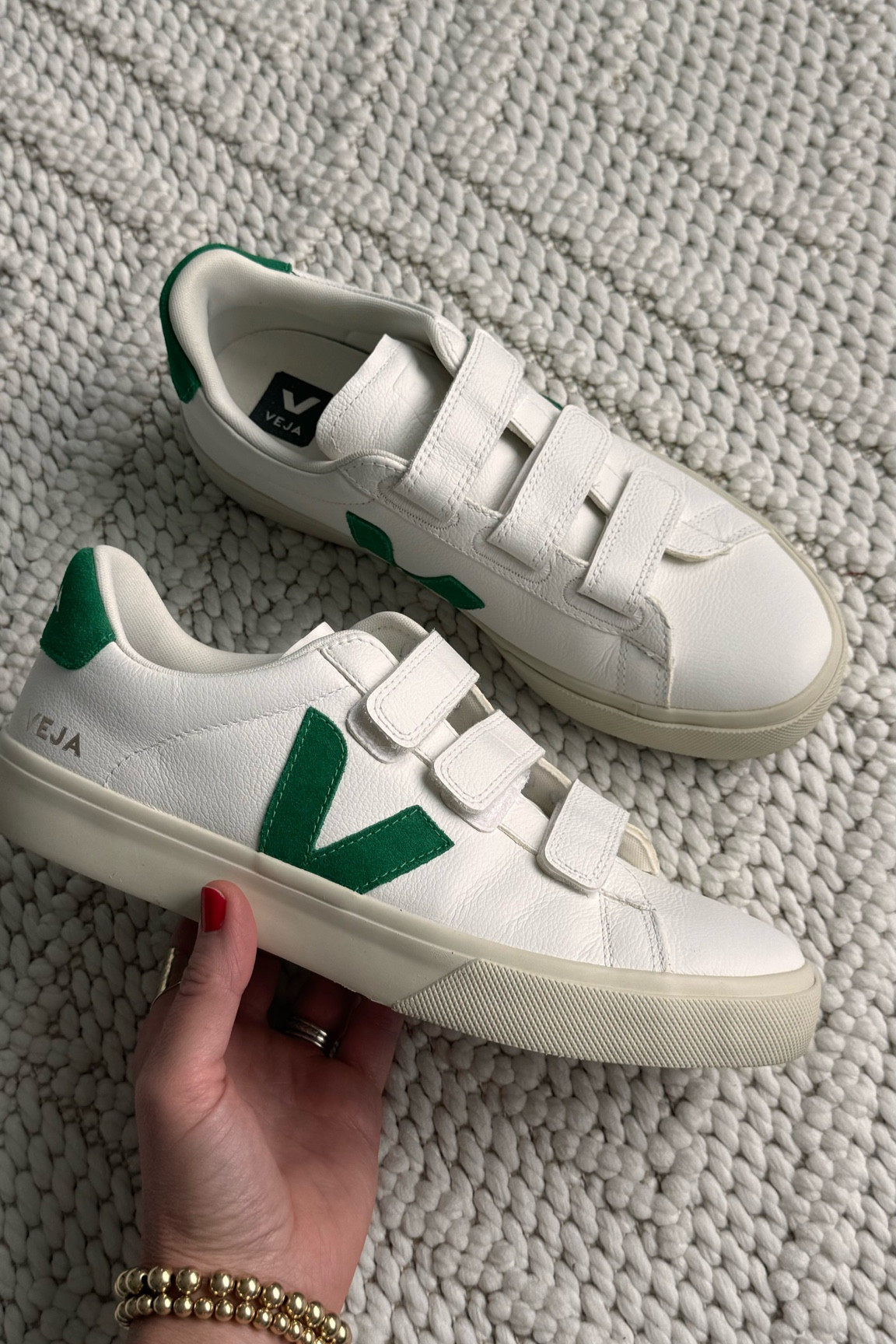The sneakers I’ve been reaching for most lately!! I love the pop of green for some color and interest. The Velcro style is so chic and easy to dress up with skirts or dresses these pair effortlessly with wide leg jeans or trouser! I went up a size as I find they run snug 👍🏻

#LTKShoeCrush #LTKOver40 #LTKSeasonal