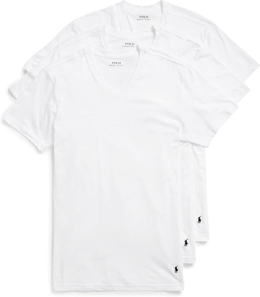 Polo Ralph Lauren Men's Classic Fit Cotton V-Neck Undershirt 3-Pack | Amazon (US)