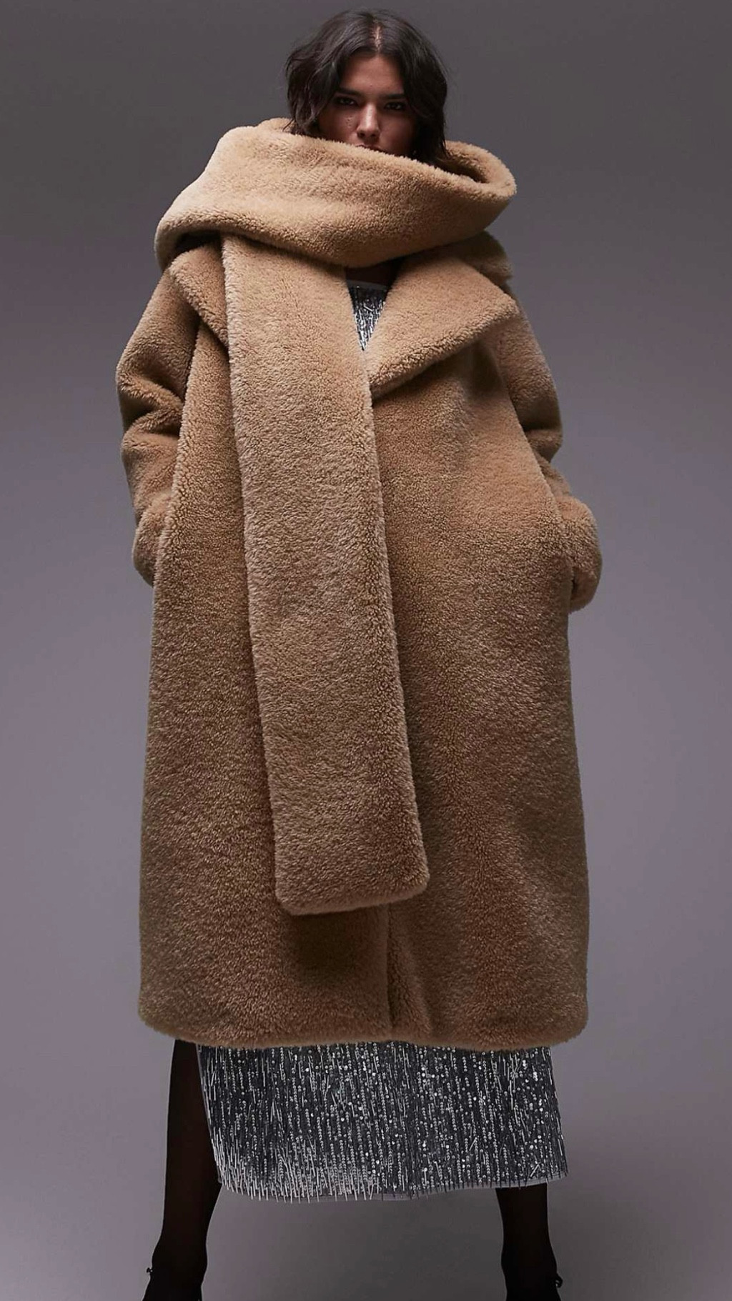 Shearling scarf long coat 

#LTKSeasonal #LTKStyleTip