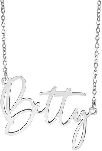 PicturesOnGold.com Custom Name Necklace For Women Personalized Name Necklace in Sterling Silver or Gold Name Necklace Personalized with any Name or Word (Stainless Steel) | Amazon (US)